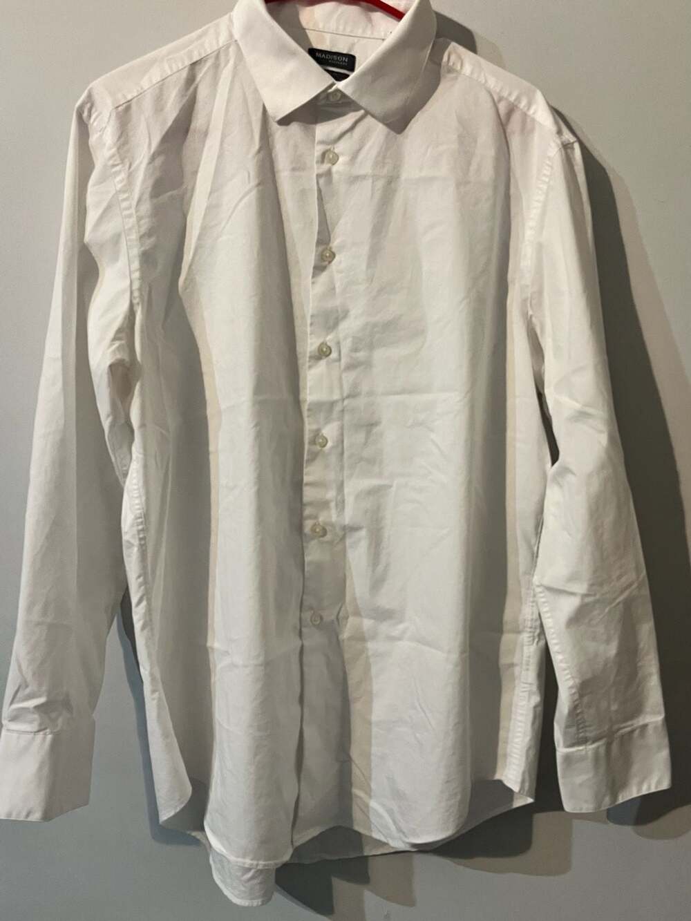 Madison Slim Fit Dynamic Cooling White Long Sleeve Dress Shirt 010-011